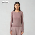 Dusk Rose seamless long-sleeve yoga top