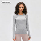 Heather Grey seamless long-sleeve yoga top