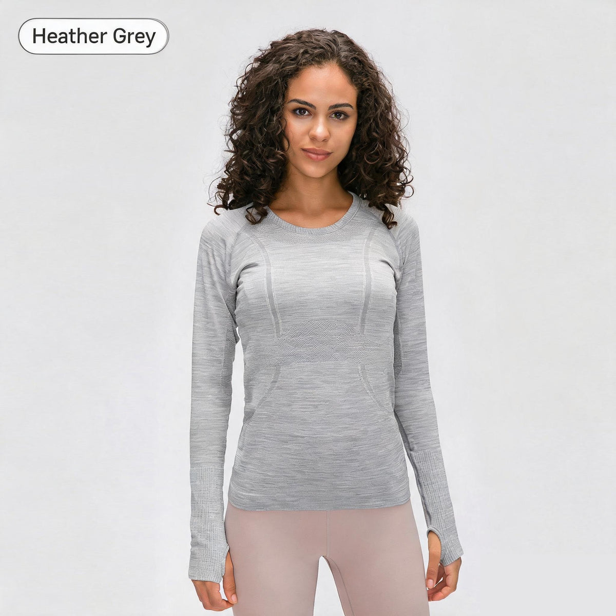 Heather Grey seamless long-sleeve yoga top