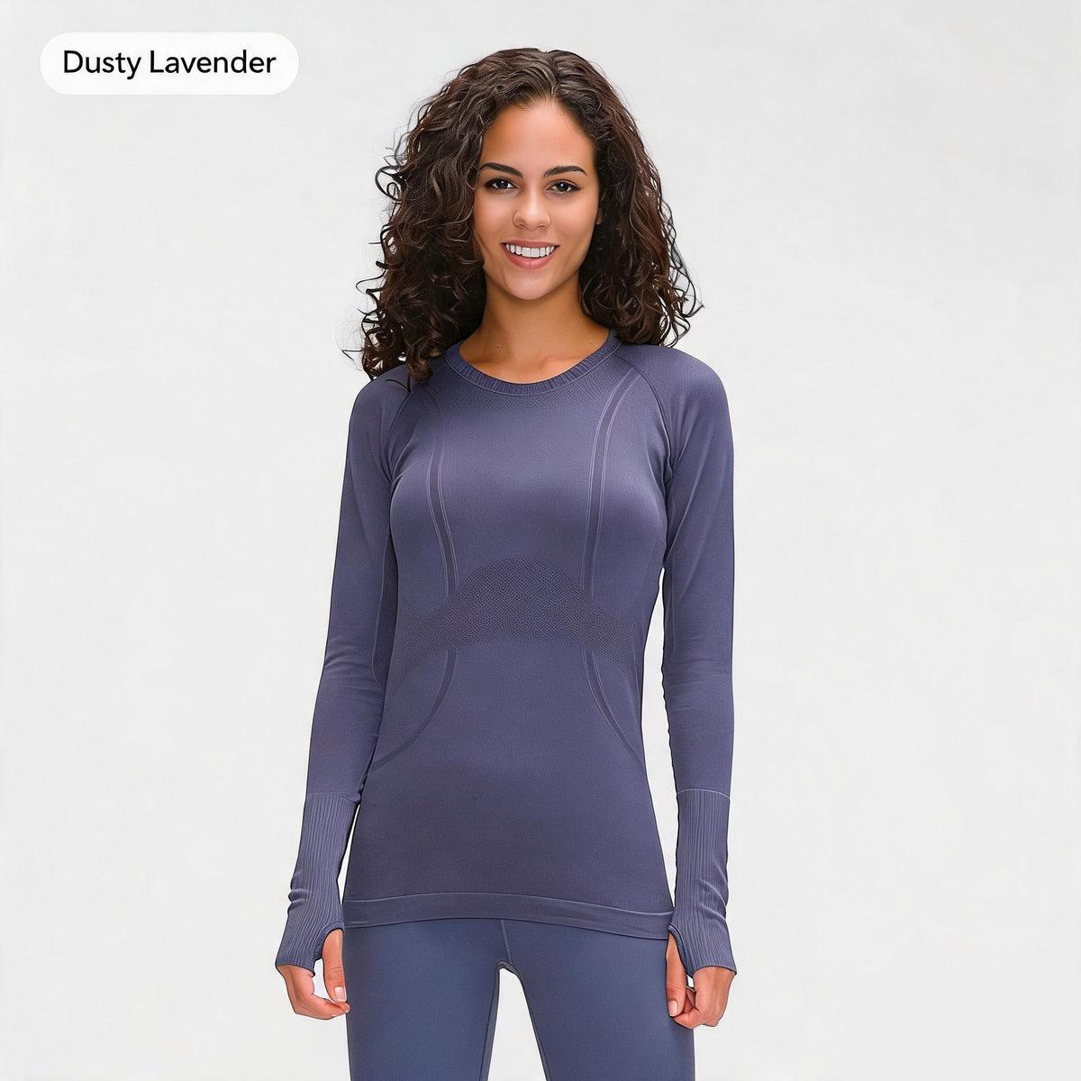 Dusty Lavender seamless long-sleeve yoga top