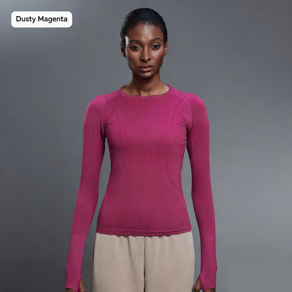 Dusty Magenta seamless long-sleeve yoga top