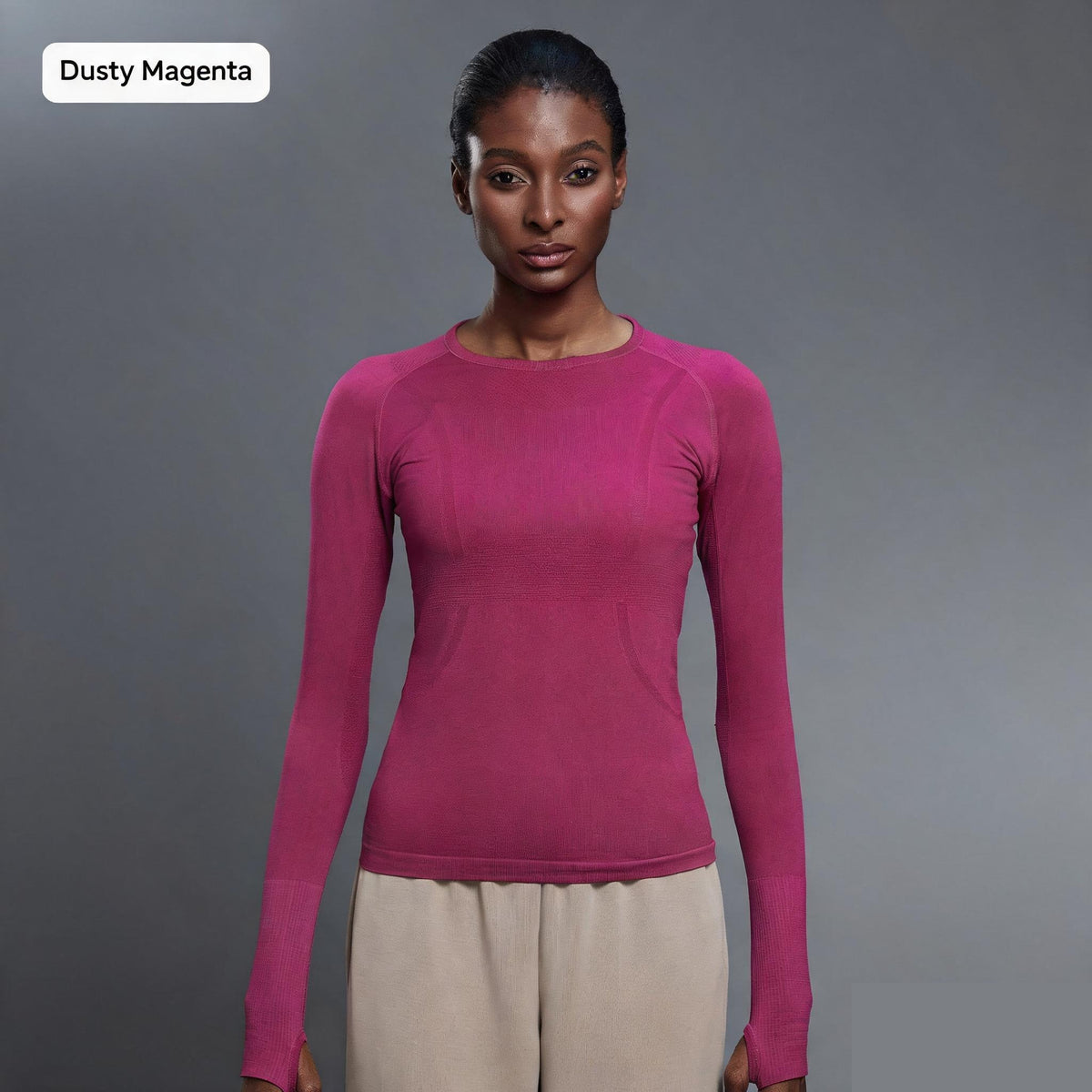Dusty Magenta seamless long-sleeve yoga top