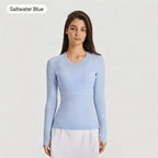 Saltwater Blue seamless long-sleeve yoga top