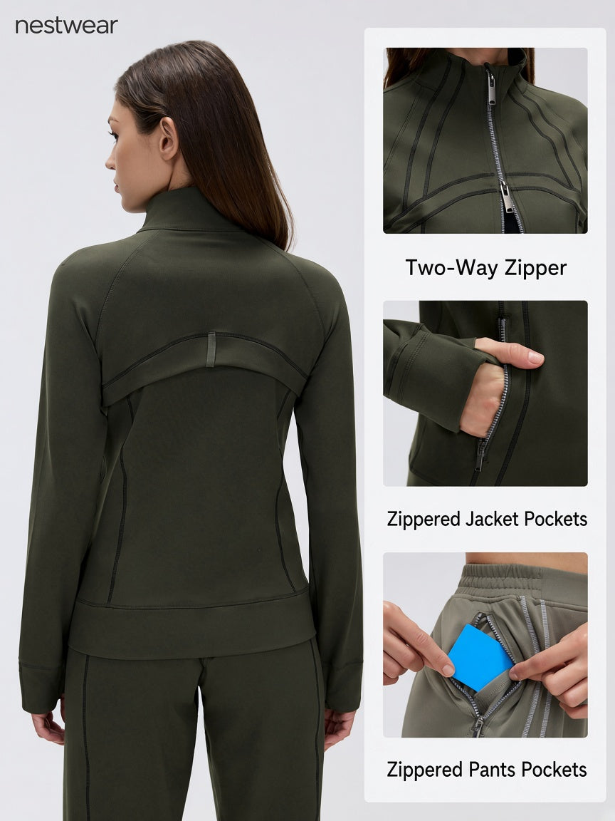 Zip Jacket & Straight-Leg Pants Set | nestwear
