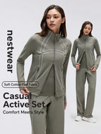 Zip Jacket & Straight-Leg Pants Set | nestwear